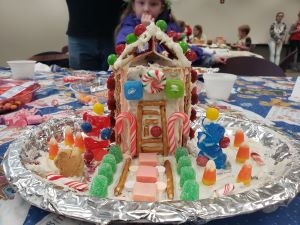 Gingerbread house decorated with candy