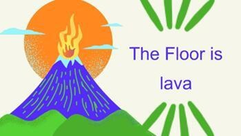 An illustration of a blue volcano erupting in orange flames.